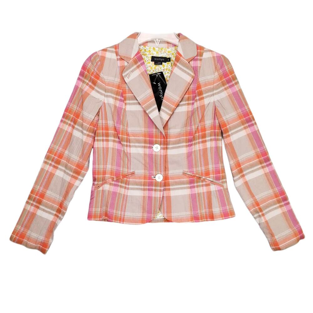 NWT Vtg Garfield & Marks Womyn Women's 4 Plaid Blazer Jacket $216 Preppy Classic